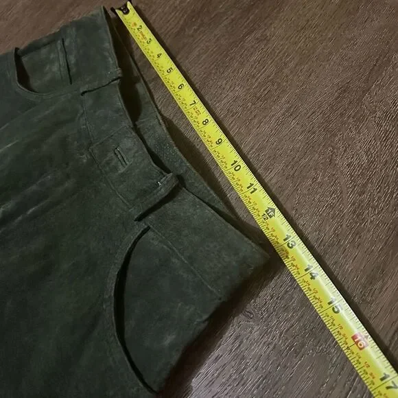 Vintage Cayenne Womens Green Suede Leather High Rise Pants Western Boho Size 10 - Picture 8 of 11
